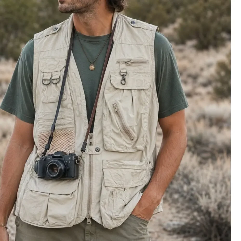Vintage Y2K Banana Republic Photojournalist Safari Utility Vest Fishing Travel S